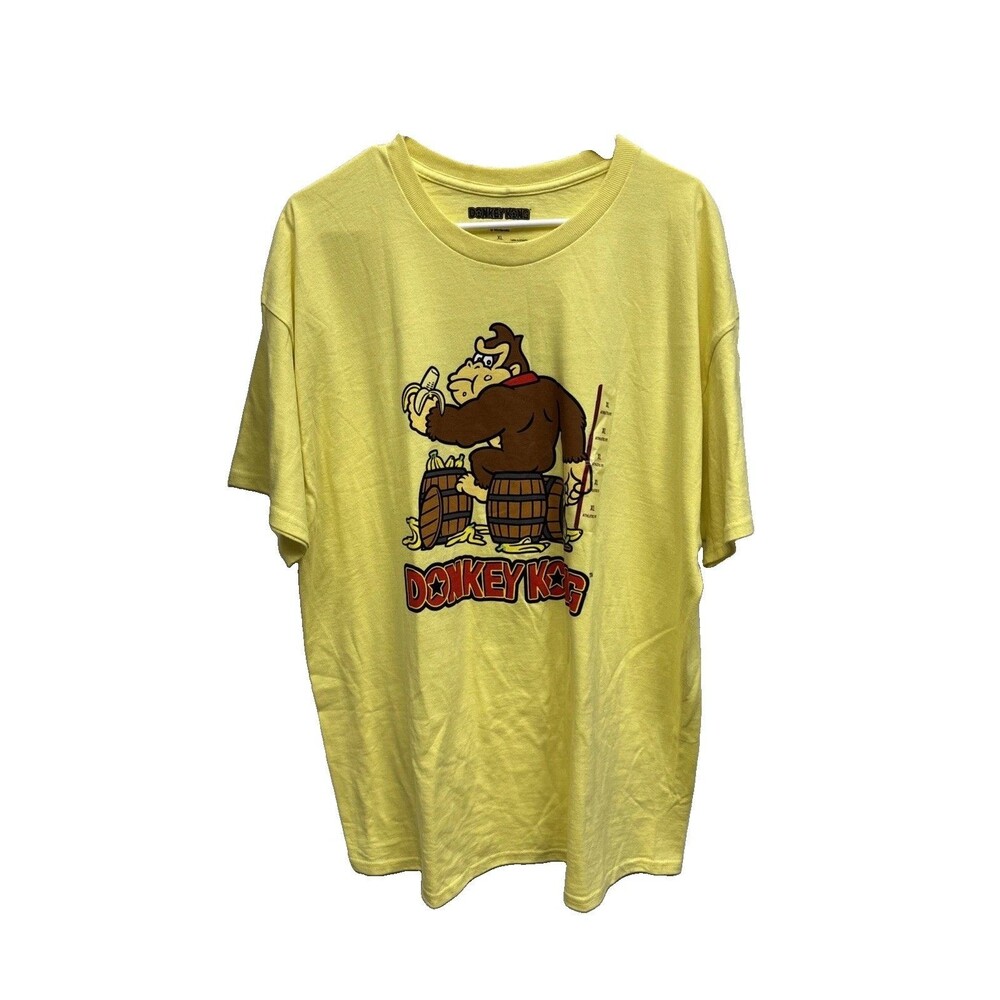 Nintendo Donkey Kong Nostalgic Graphic Print Short Sleeve T-Shirt Yellow XL New